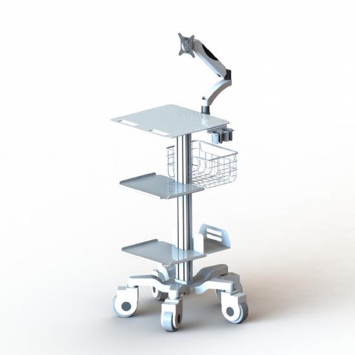 Medical nursing trolley with robotic arm and computer integrated