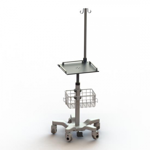 Pneumatic height adjustment ECG trolley with infusion stand