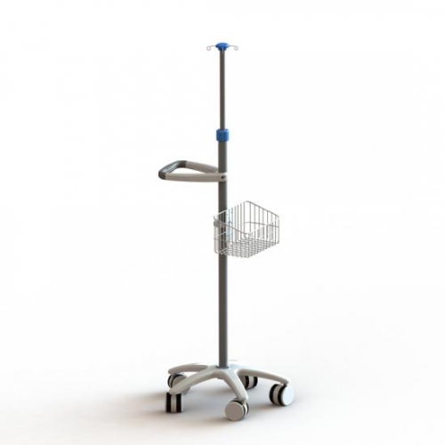 Height adjustable trolley with basket infusion stand